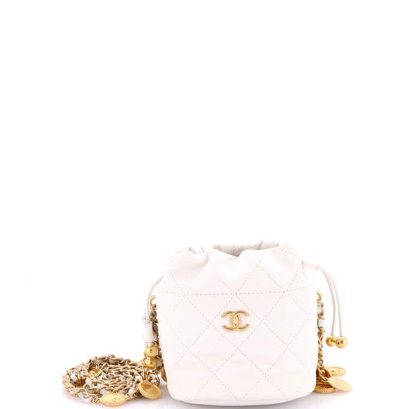 Chanel Mini Medallion Charms Drawstring Bucket Bag Quilted Caviar - Picture 1 of 5